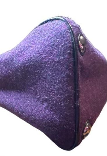 Coach Signature Stripe Wool Satchel Gray Purple Bow 9
