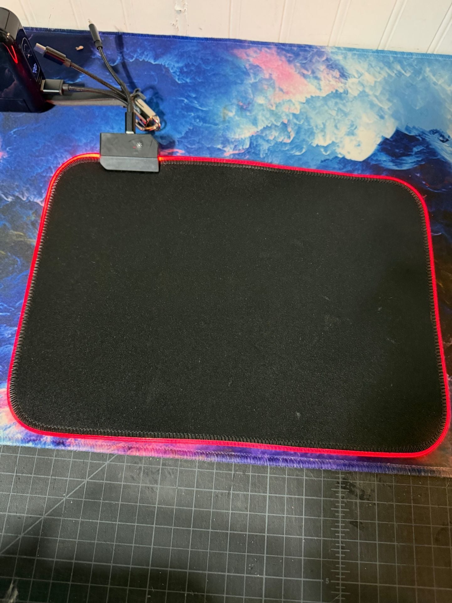 RGB LED Light Up Gaming Mouse Pad Black Anti-Slip Rubber Base 7