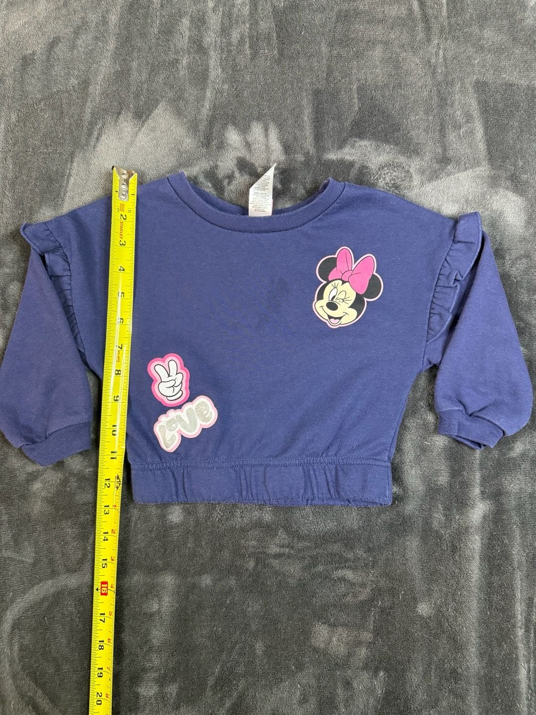 Kids Disney Minnie Mouse Sweatshirt Size 3T Blue Graphic Ruffle Sleeves#134 1