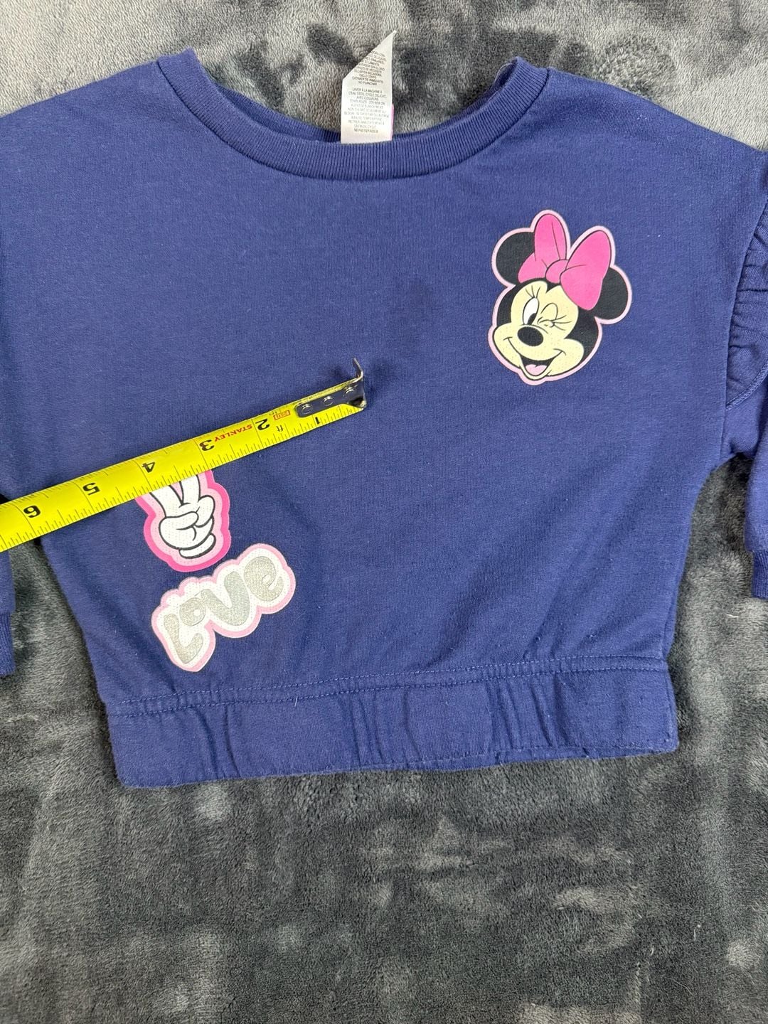 Kids Disney Minnie Mouse Sweatshirt Size 3T Blue Graphic Ruffle Sleeves#134 3