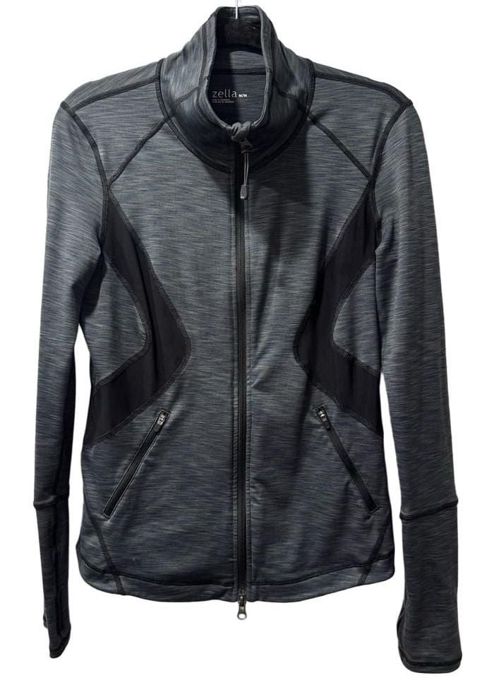 Zella Full Zip Gray Mesh Athletic Jacket 2