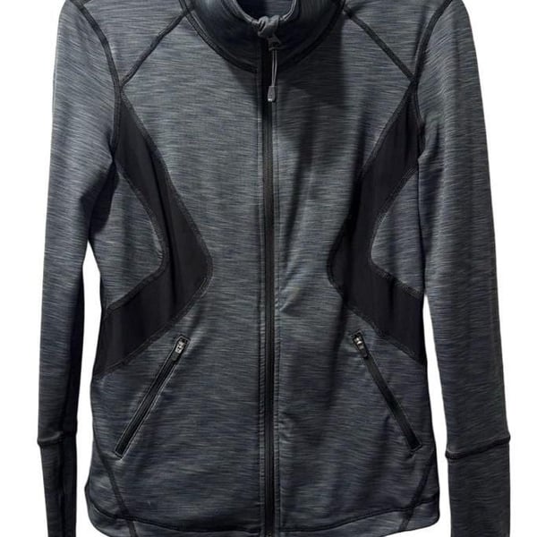 Zella Full Zip Gray Mesh Athletic Jacket