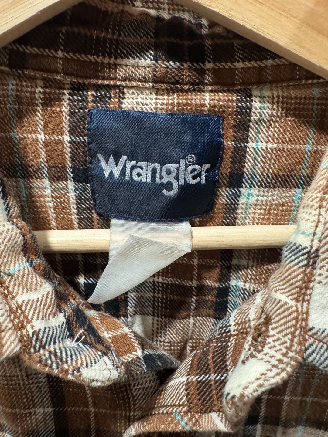 Vintage 90s Wrangler Western Plaid Pearl Snap Long Sleeve Shirt Brown Size XL 7