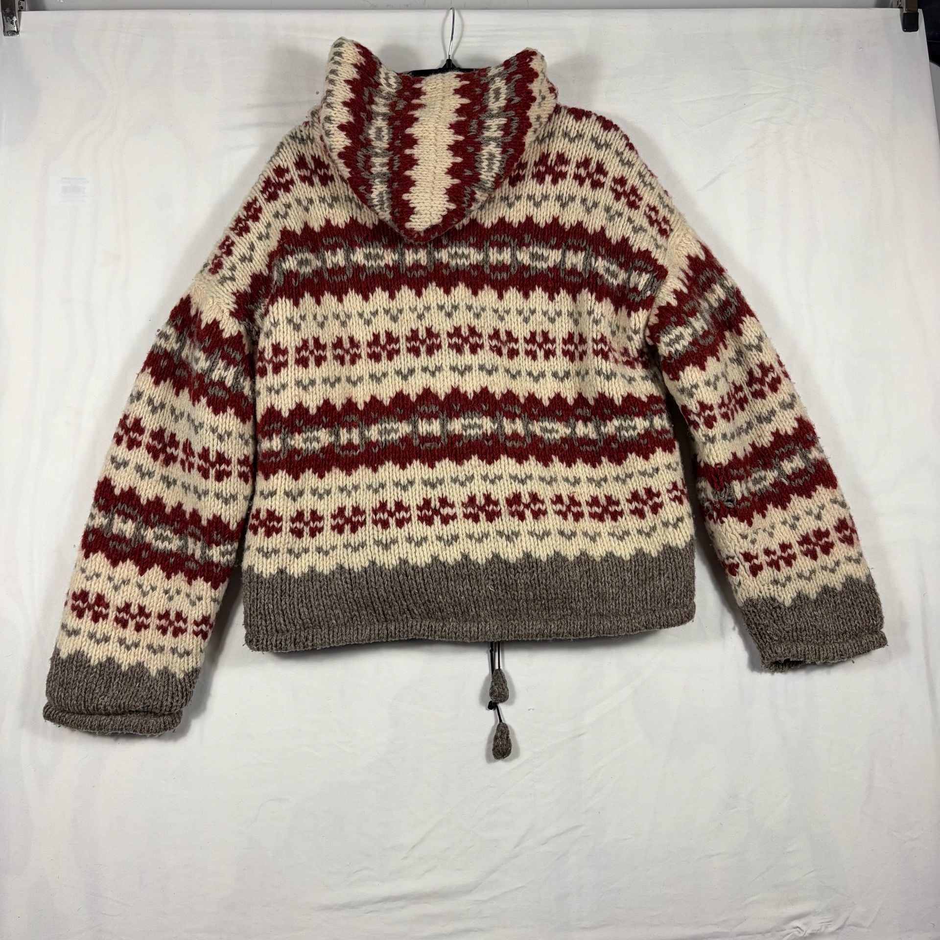 Himalayan Mountain Jacket Wool Fair Isle Zip Hoodie Fleece Lined 6