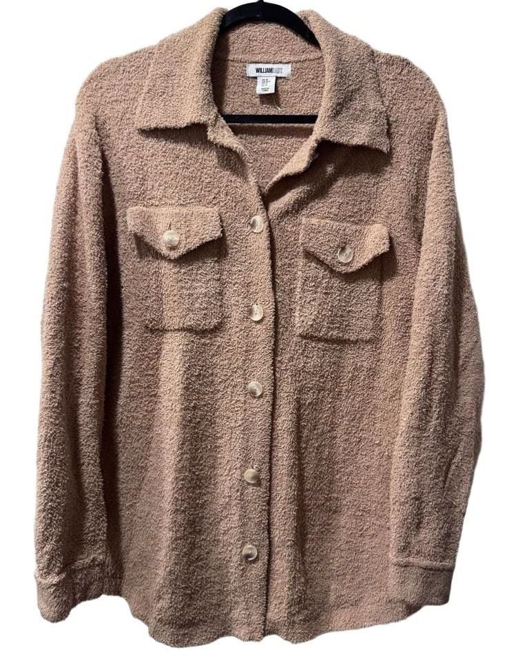 William Rast Brown Fuzzy Button Up Long Sleeve Shacket 2