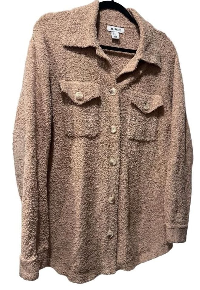 William Rast Brown Fuzzy Button Up Long Sleeve Shacket 3