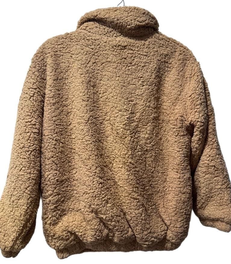 Tan Sherpa Fleece Zip Jacket Size L 5