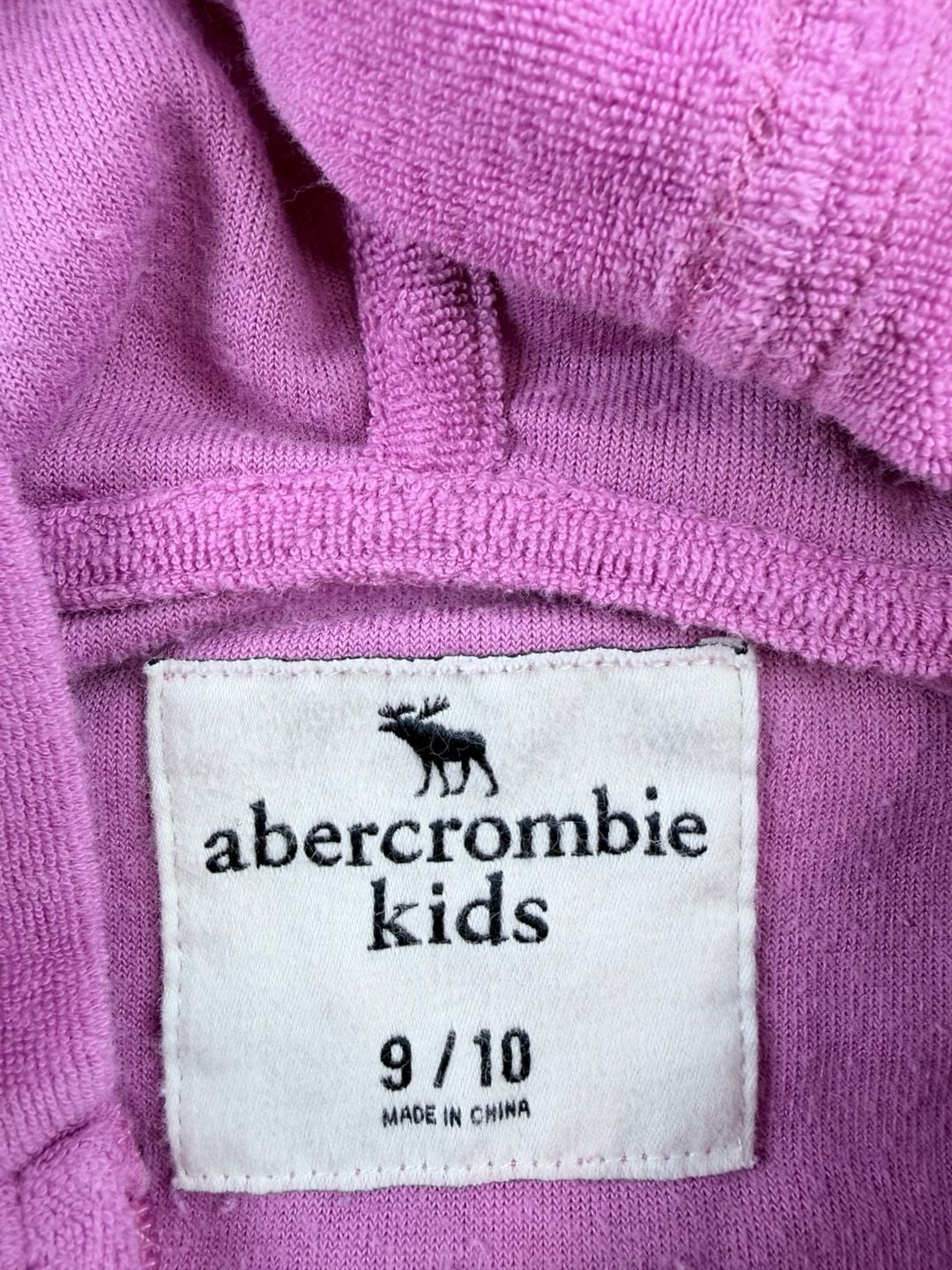 Abercrombie Kids Zip-Up Hoodie Size 9/10 Purple Towel Terry Logo Back 4
