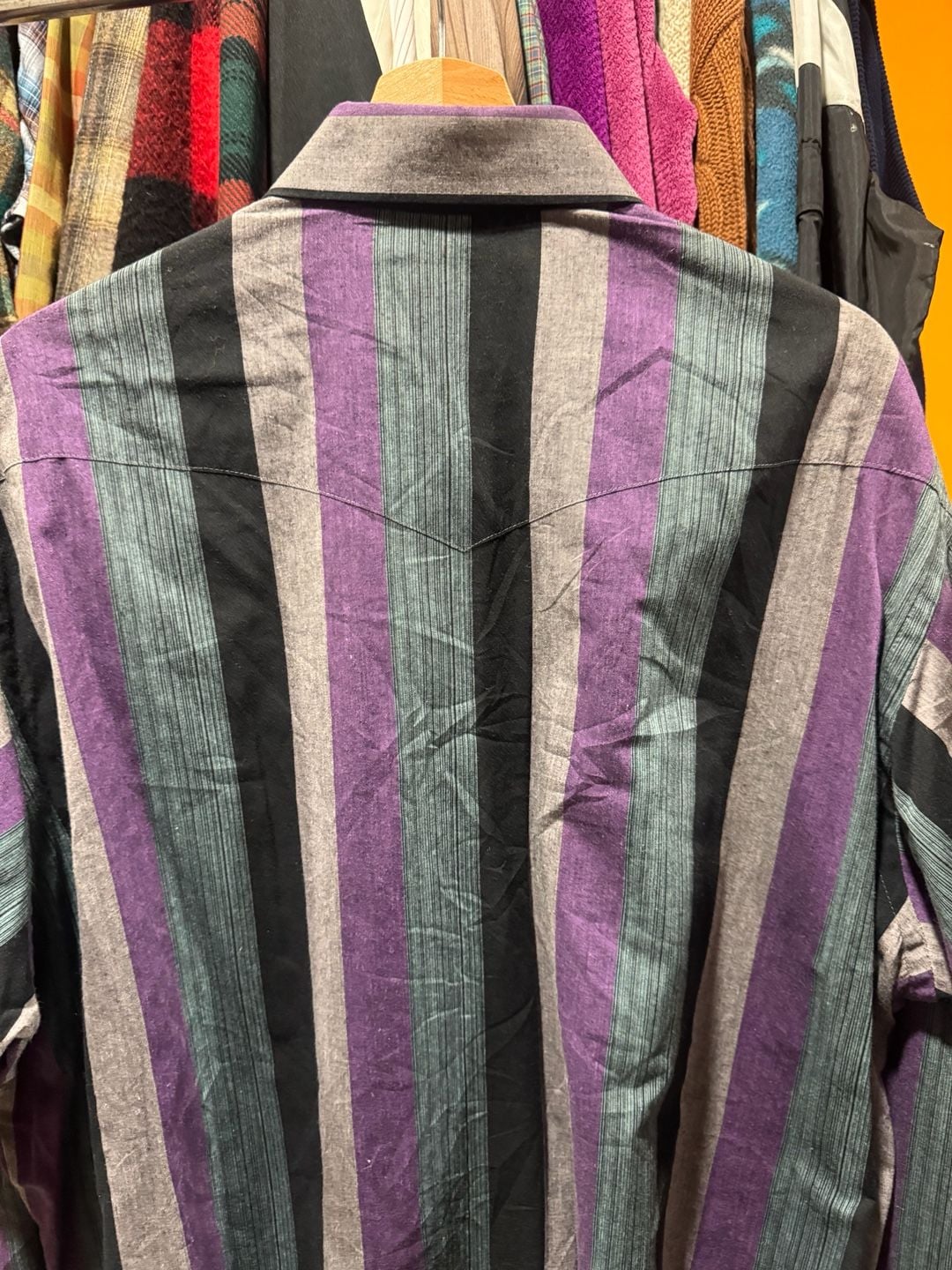 Vintage 90s Wrangler Cowboy Cut Western Snap Shirt X-Long Tails Striped 18x35 XL 5