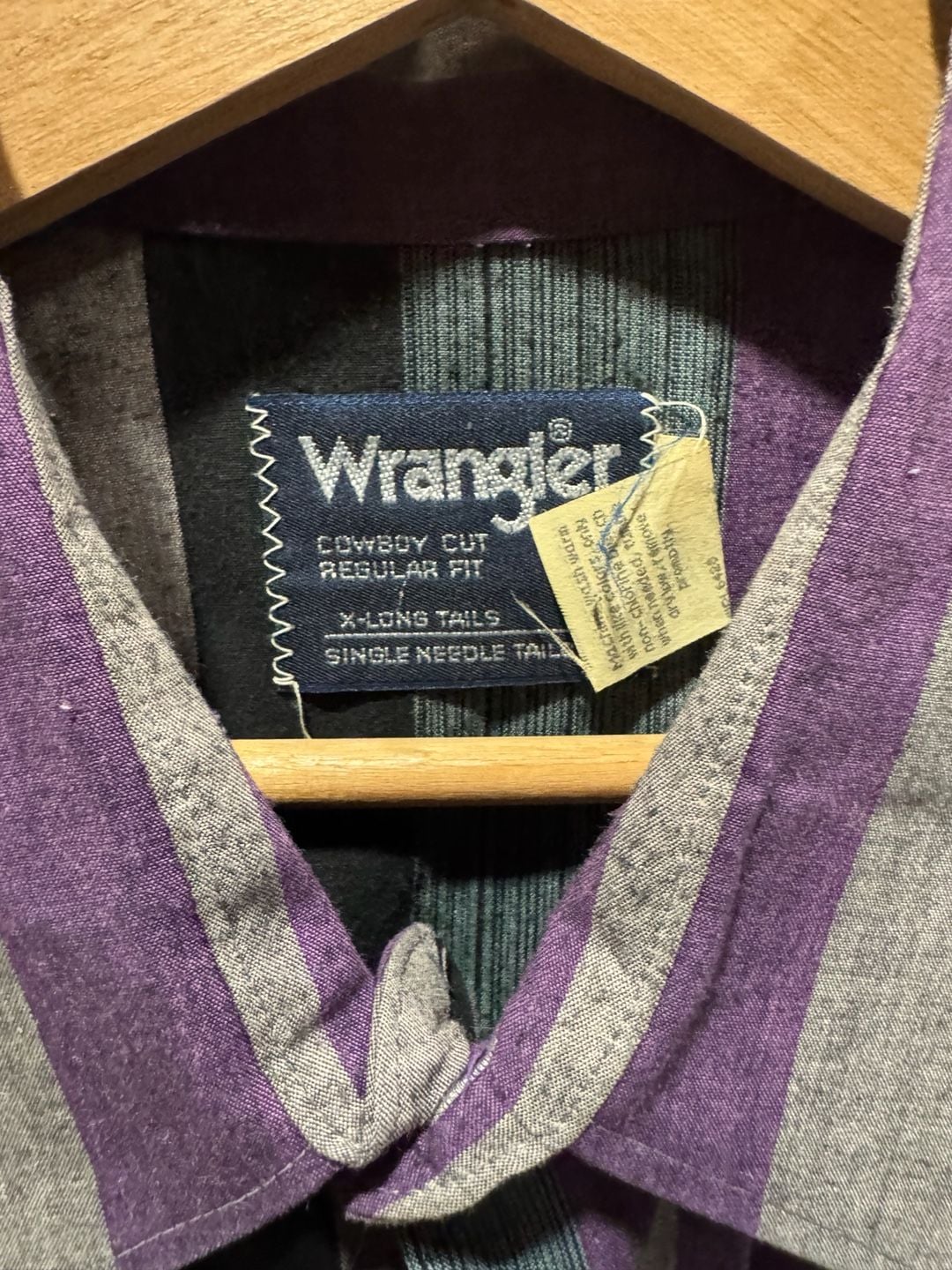 Vintage 90s Wrangler Cowboy Cut Western Snap Shirt X-Long Tails Striped 18x35 XL 6