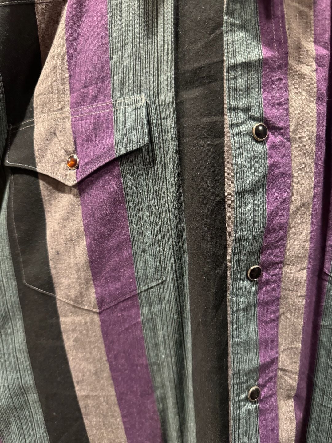 Vintage 90s Wrangler Cowboy Cut Western Snap Shirt X-Long Tails Striped 18x35 XL 8
