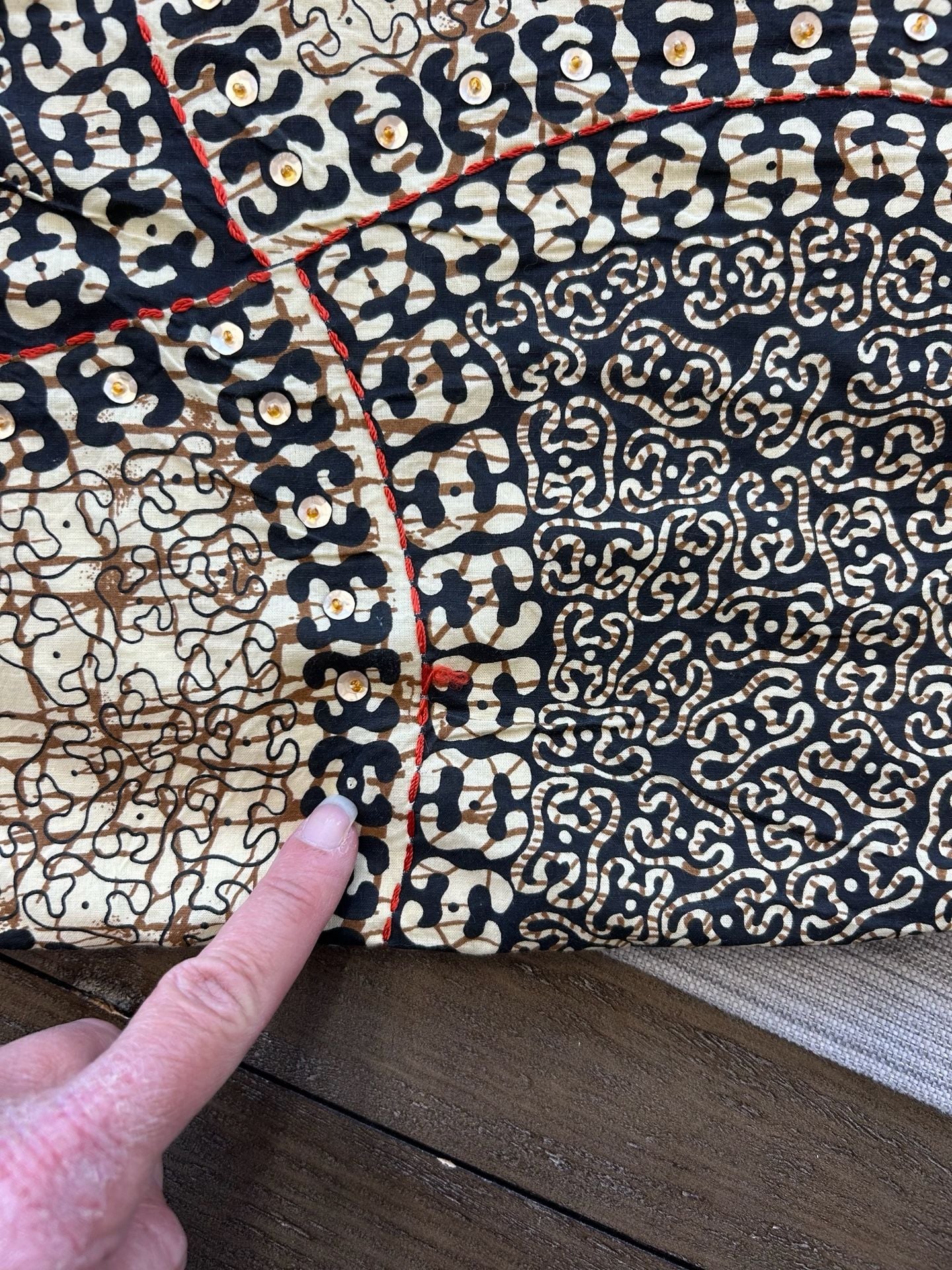 Handmade African Print Tote Bag With Wooden Handles 4