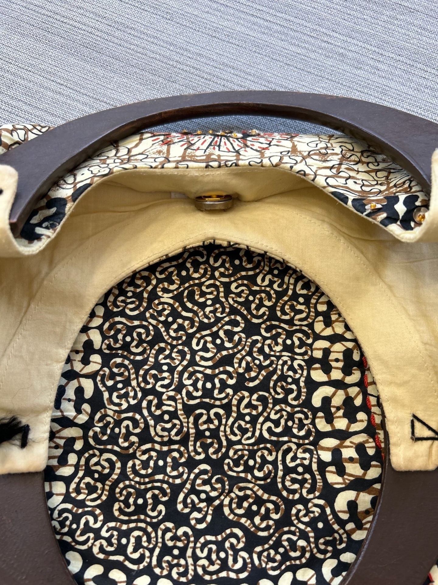 Handmade African Print Tote Bag With Wooden Handles 10