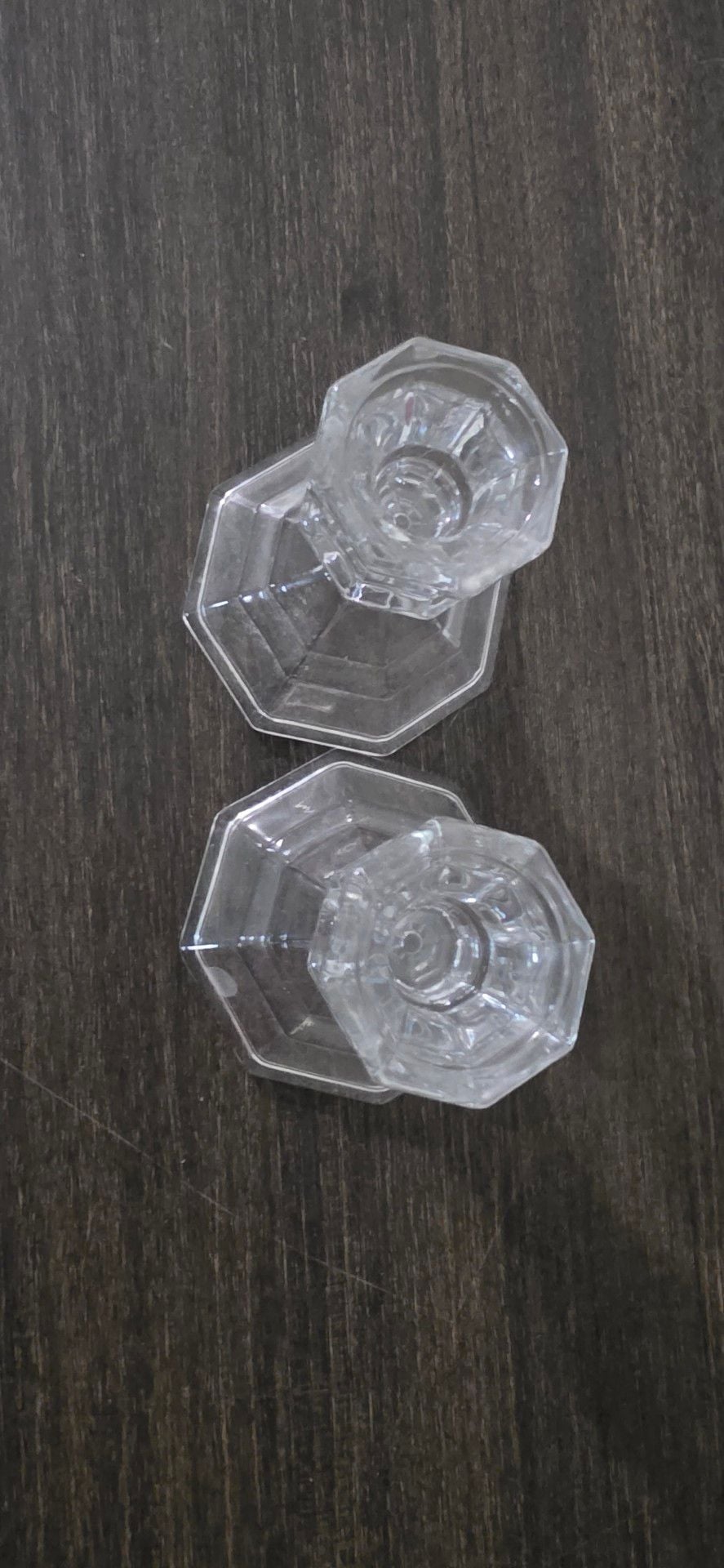 Clear Glass Faceted Taper Candle Holders Set of 2 5