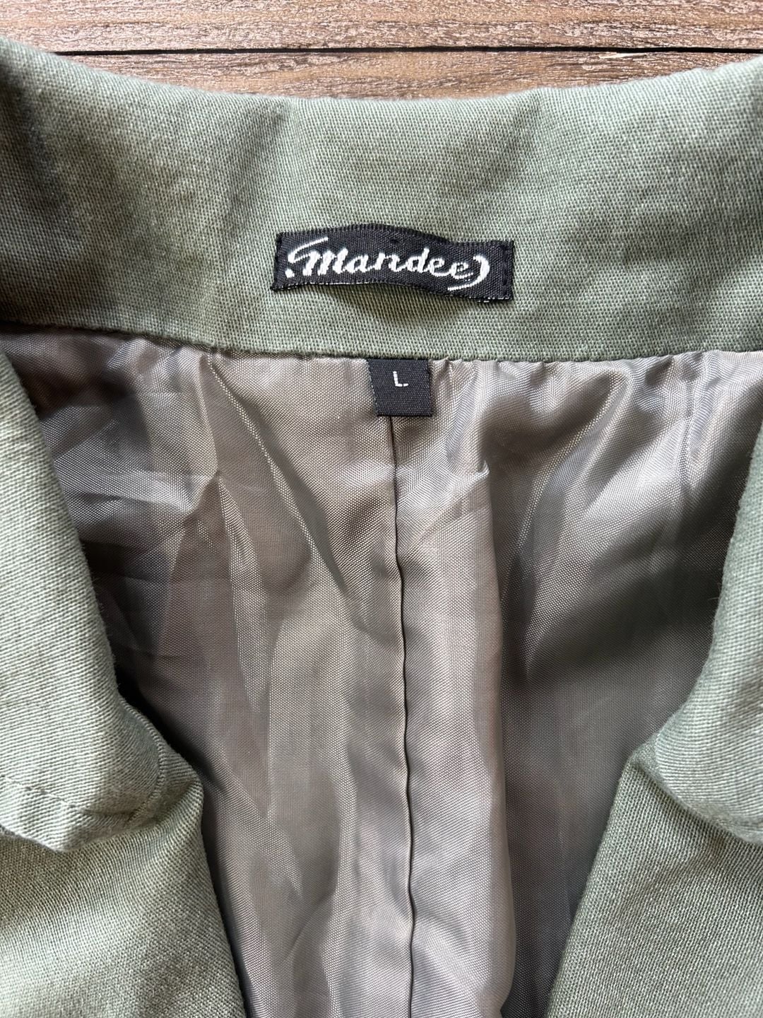 Mandee Collared Vest Size L Olive Green Cotton Blend 3