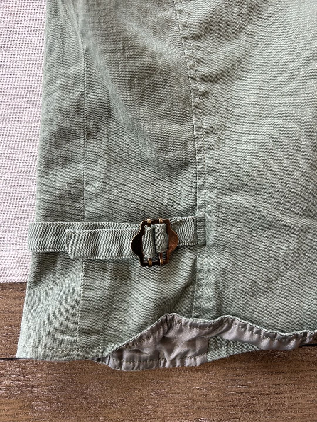 Mandee Collared Vest Size L Olive Green Cotton Blend 7