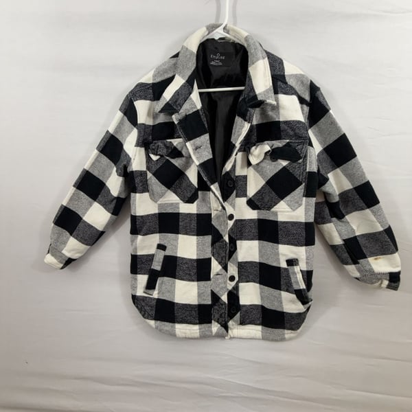 Empyre Kiva Jacket Size Large Black White Plaid Button Up Shacket