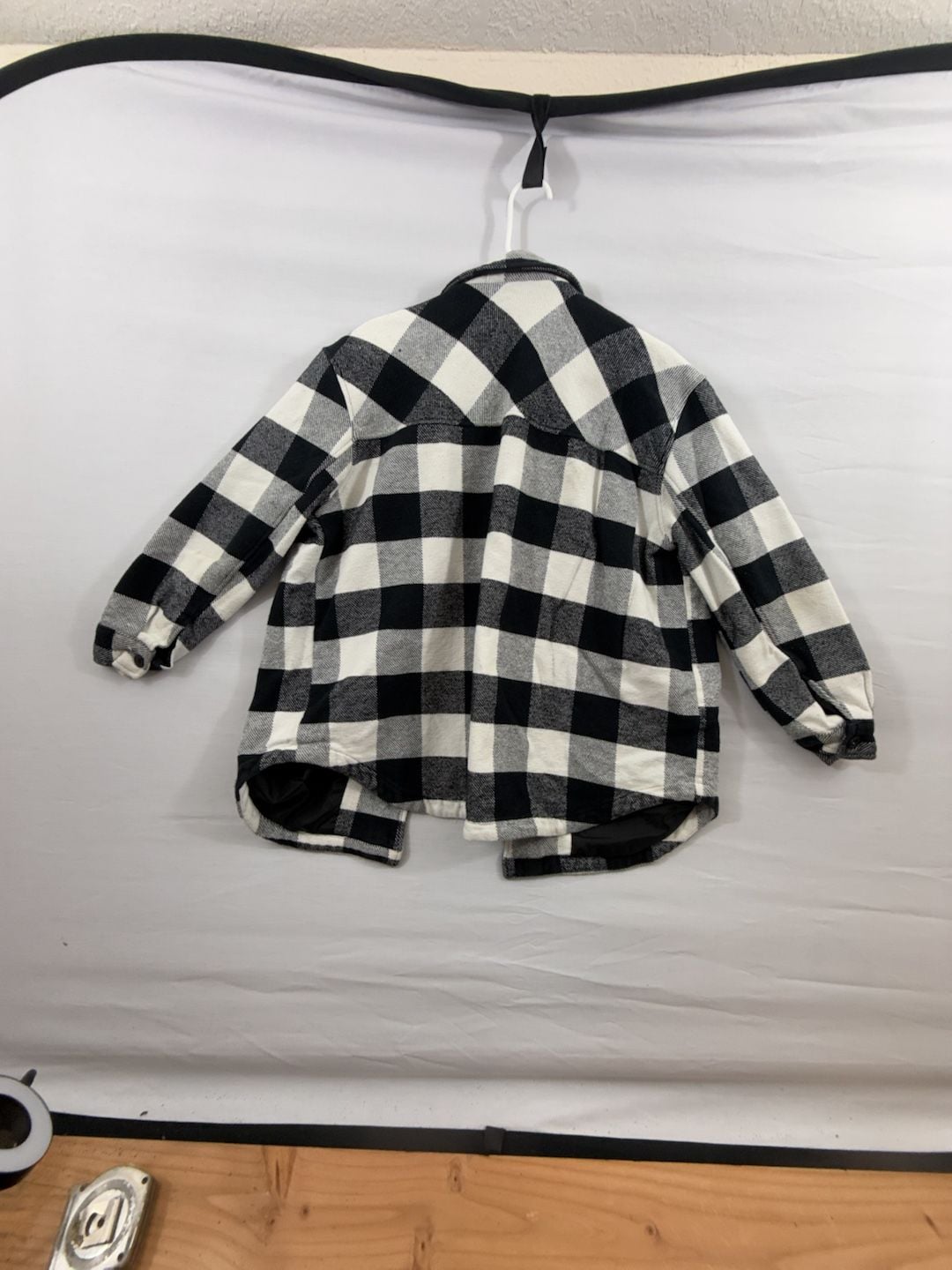 Empyre Kiva Jacket Size Large Black White Plaid Button Up Shacket 7