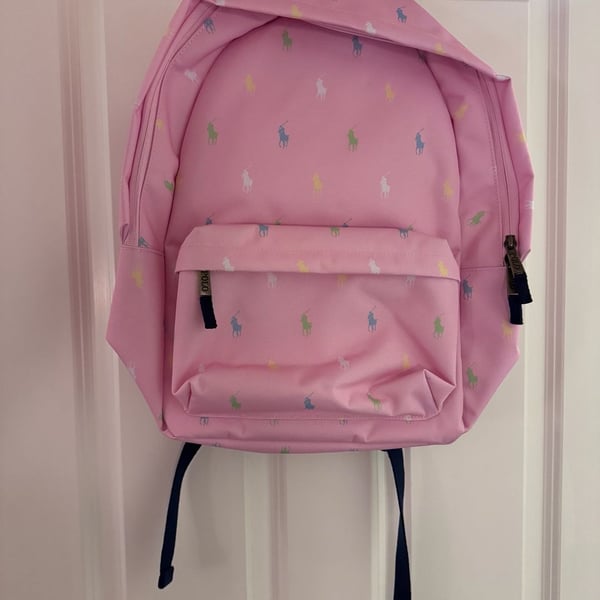 Polo Ralph Lauren All-Over Pony Print Pink Backpack New With Tags