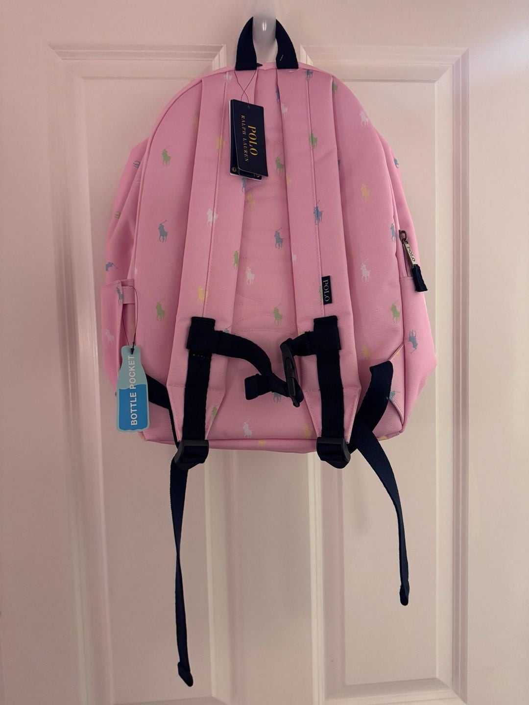 Polo Ralph Lauren All-Over Pony Print Pink Backpack New With Tags 3