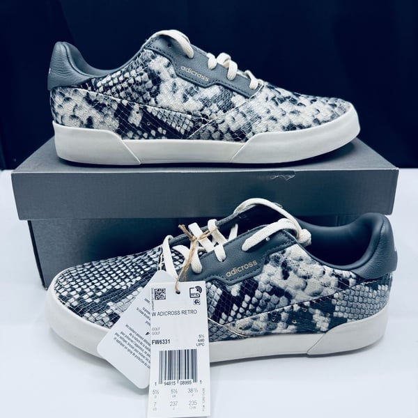 Adidas Adicross Retro Golf Shoes Women’s Size 7 Python Black White Spike-less