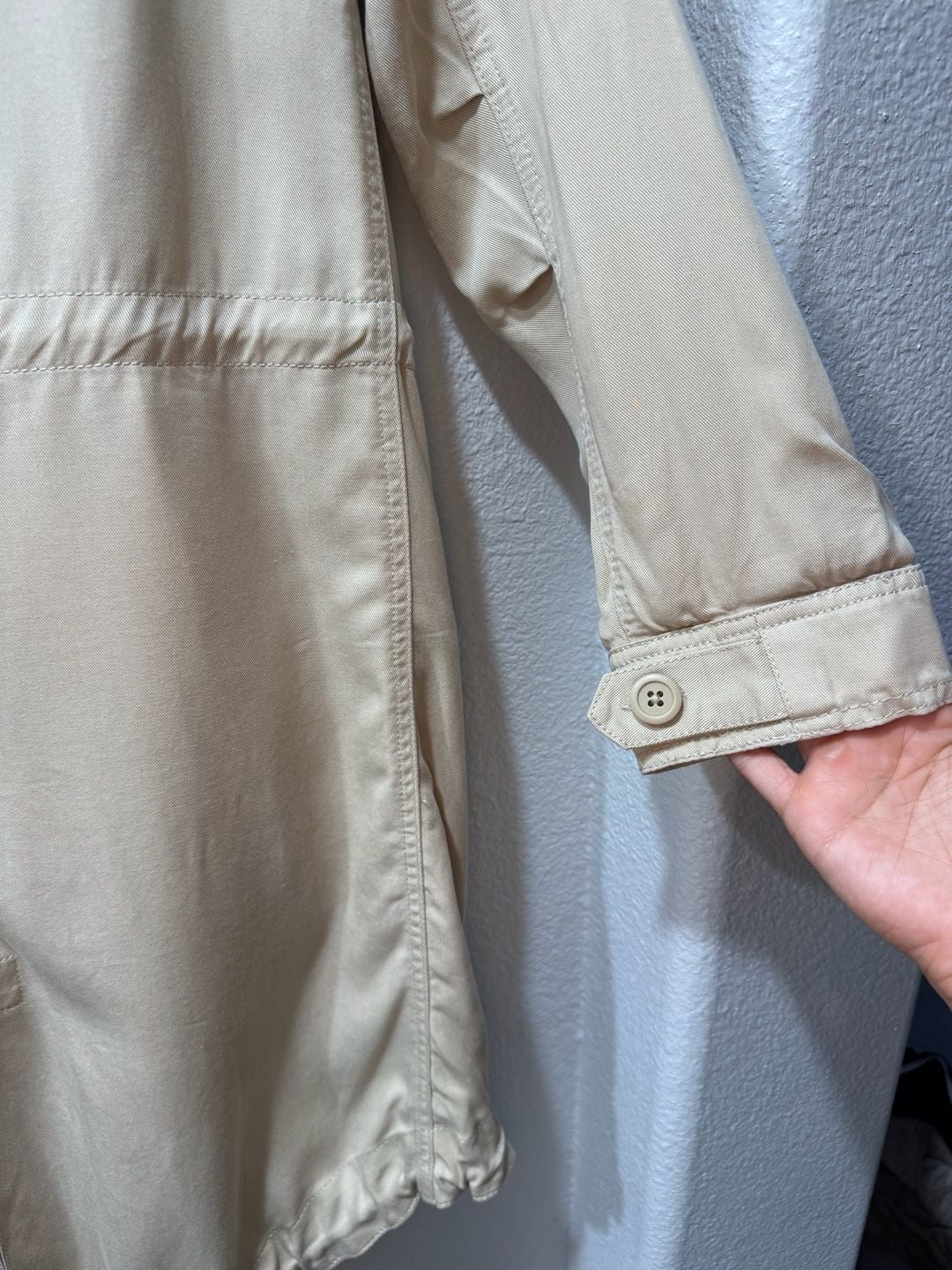 Silence + Noise Tan Asymmetrical Hooded Utility Coat Trench Jacket 8