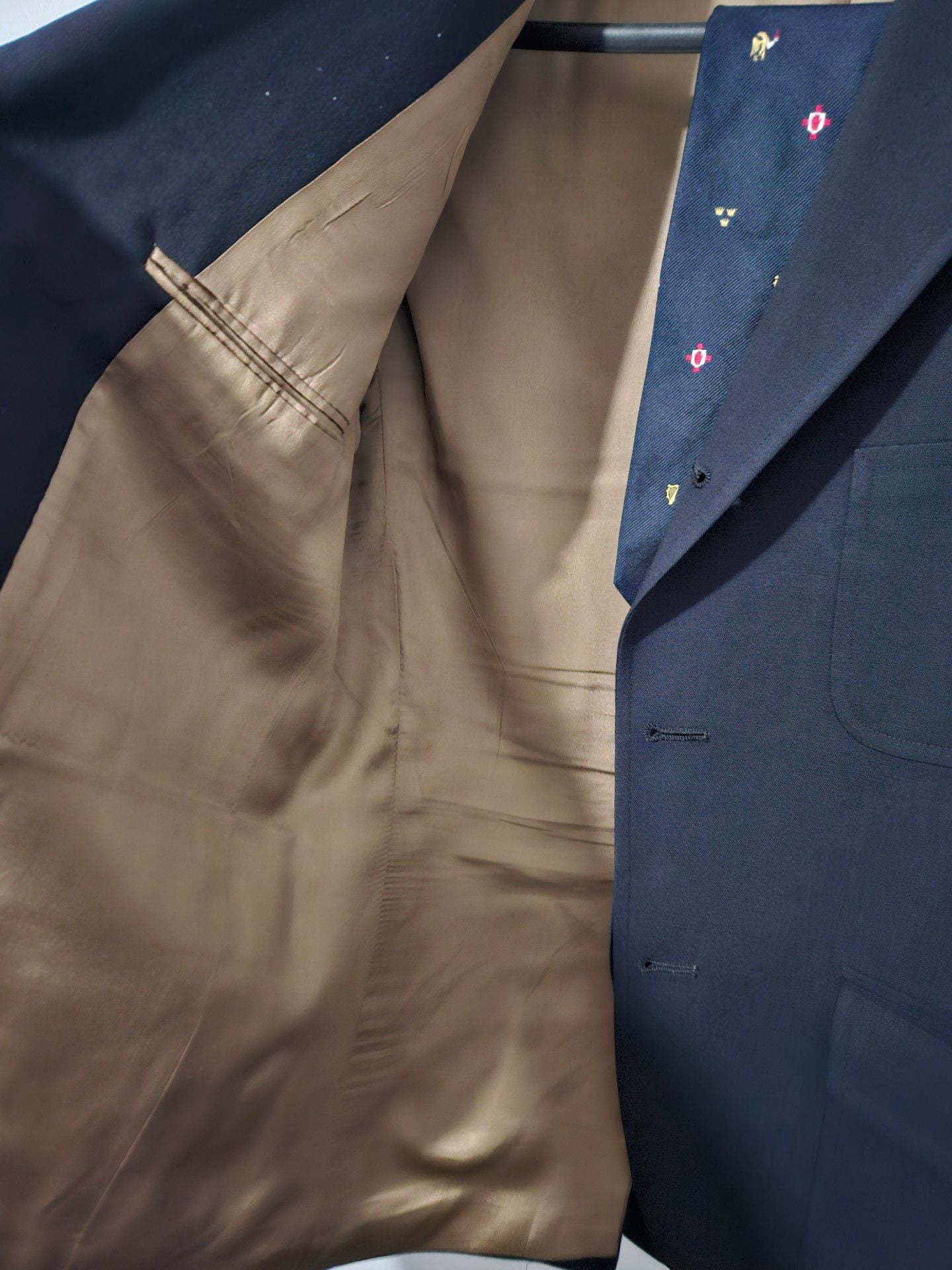 BEN SILVER Blue Wool Gold Button Luxury Sport Coat Blazer Jacket 38 R with Tie 4