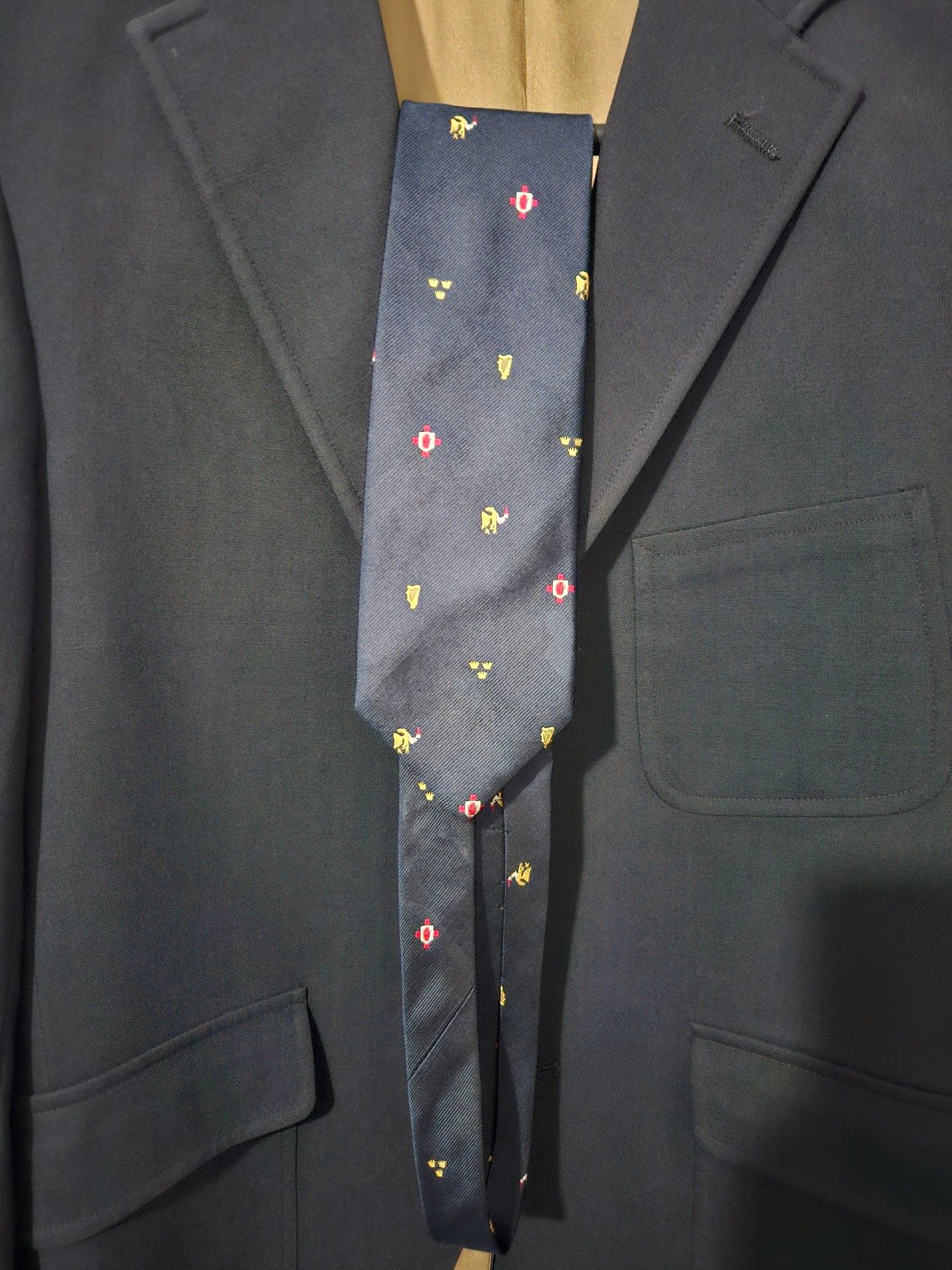 BEN SILVER Blue Wool Gold Button Luxury Sport Coat Blazer Jacket 38 R with Tie 5