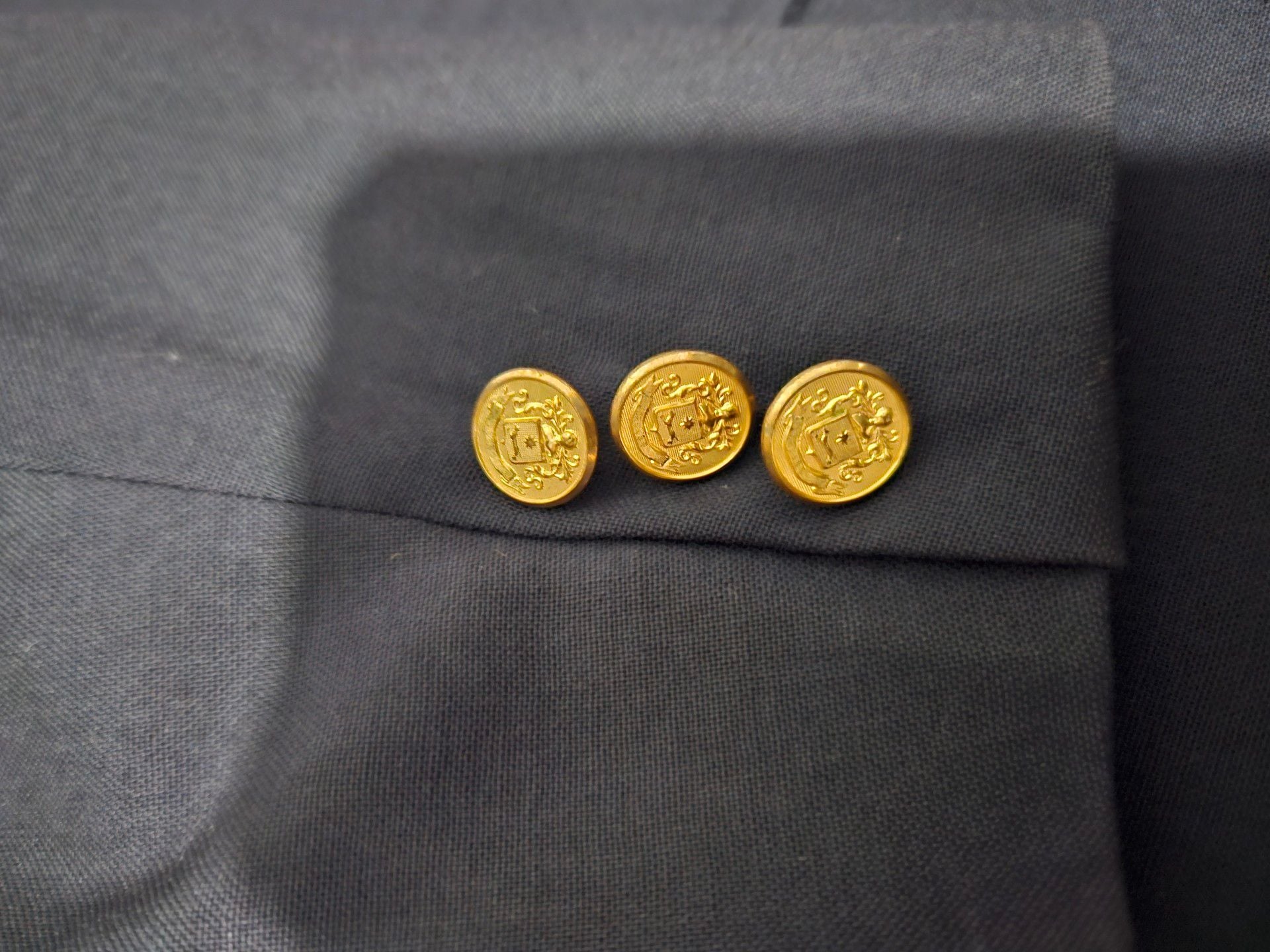 BEN SILVER Blue Wool Gold Button Luxury Sport Coat Blazer Jacket 38 R with Tie 6