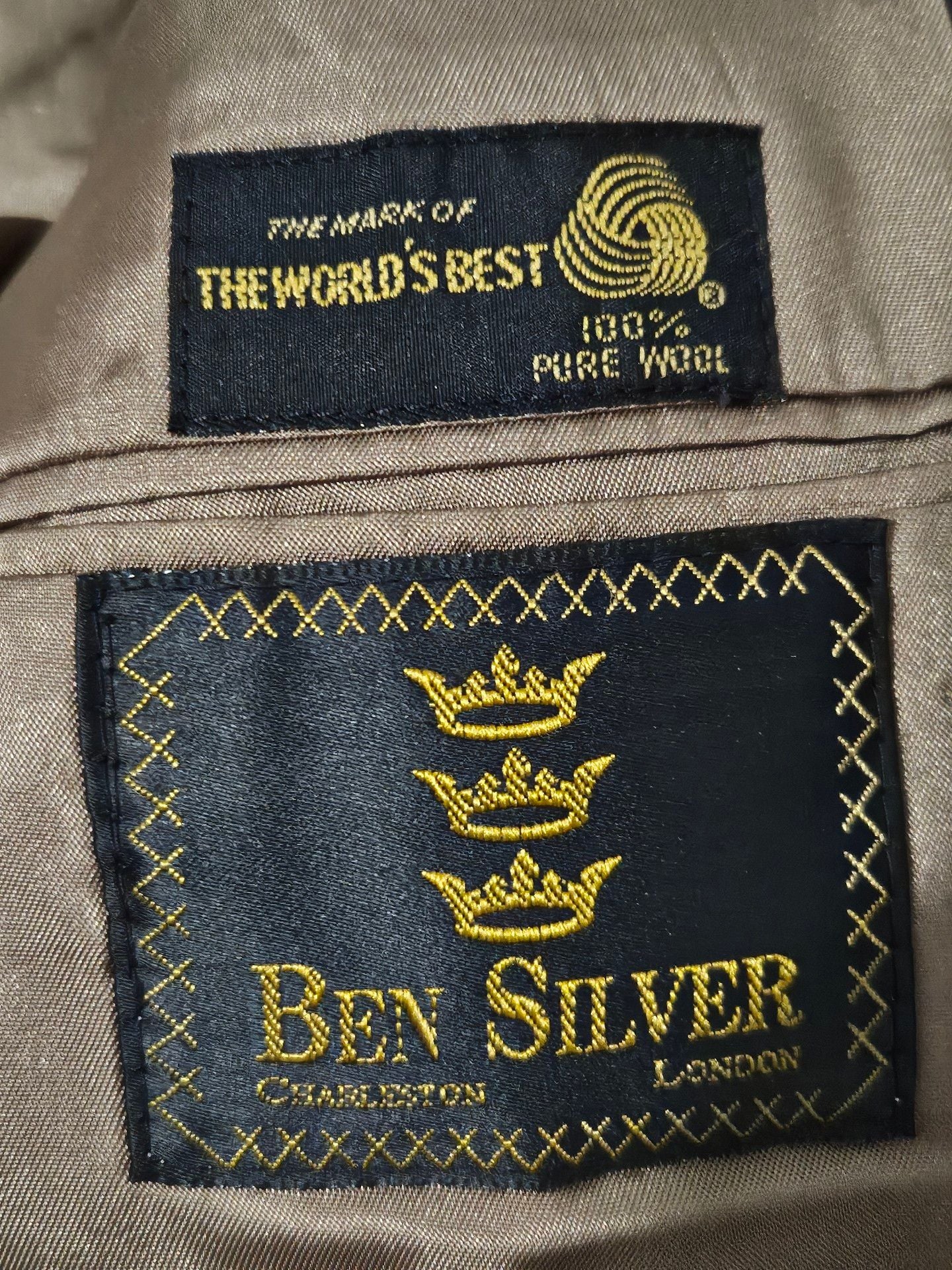 BEN SILVER Blue Wool Gold Button Luxury Sport Coat Blazer Jacket 38 R with Tie 8