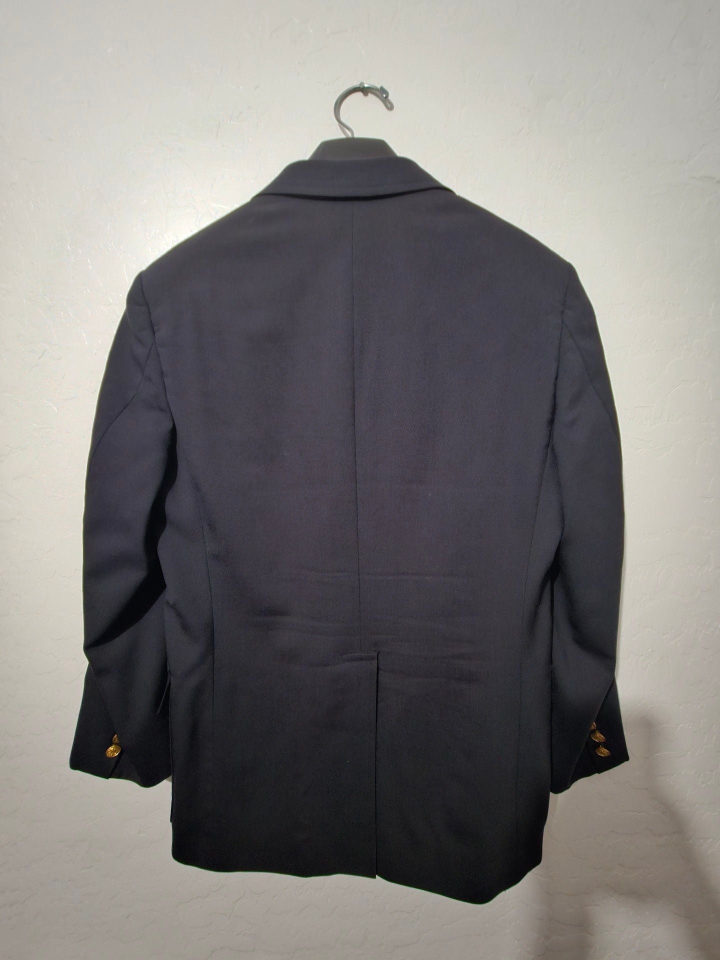 BEN SILVER Blue Wool Gold Button Luxury Sport Coat Blazer Jacket 38 R with Tie 10
