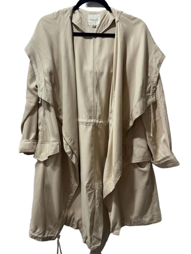 Silence + Noise Tan Asymmetrical Hooded Utility Coat Trench Jacket 2