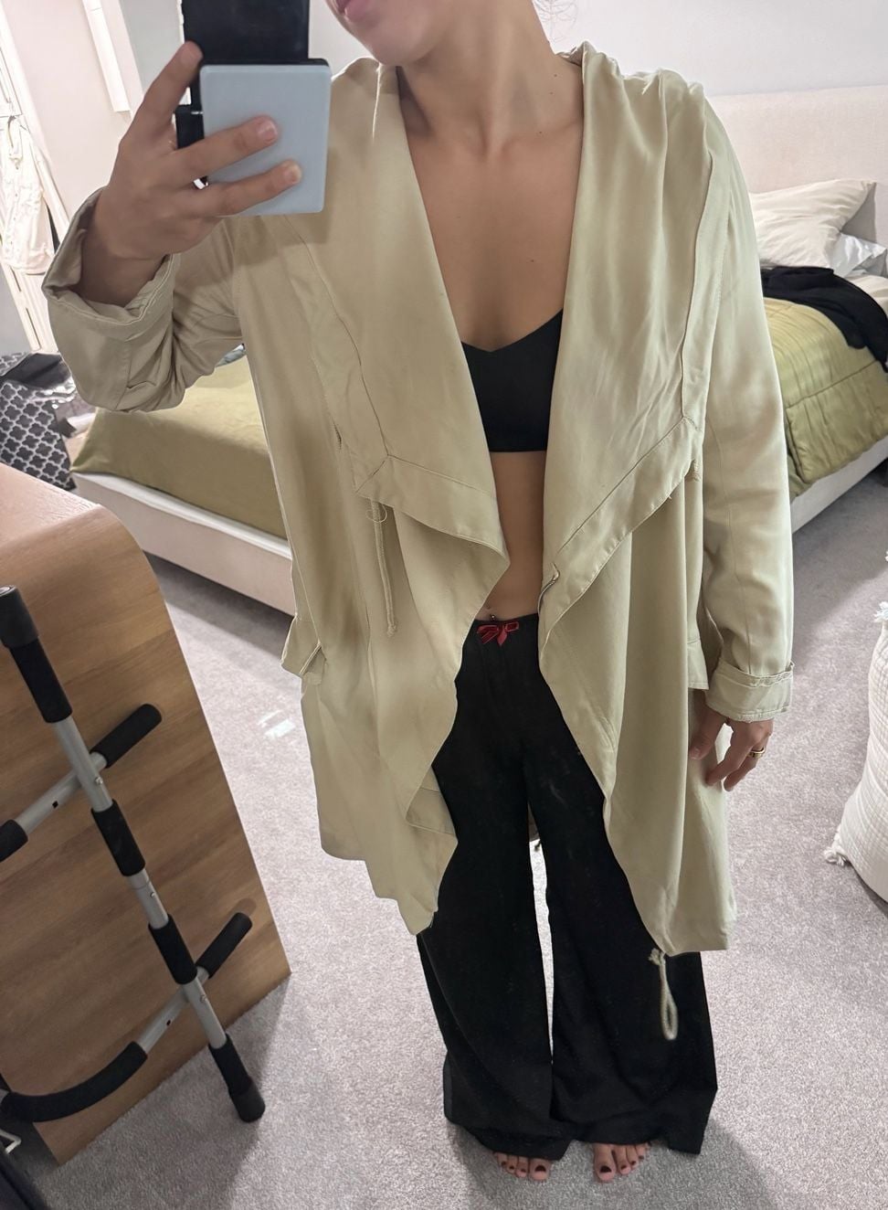 Silence + Noise Tan Asymmetrical Hooded Utility Coat Trench Jacket 9