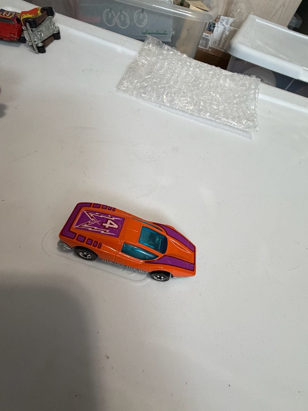 Hot Wheels Large Charge 1974 Vintage Diecast Car Orange Purple 1