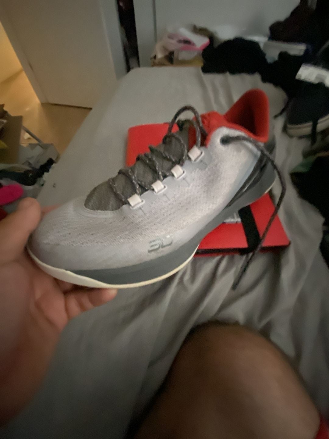 Under Armour Curry 3 Low Basketball Shoes Grey Red 2