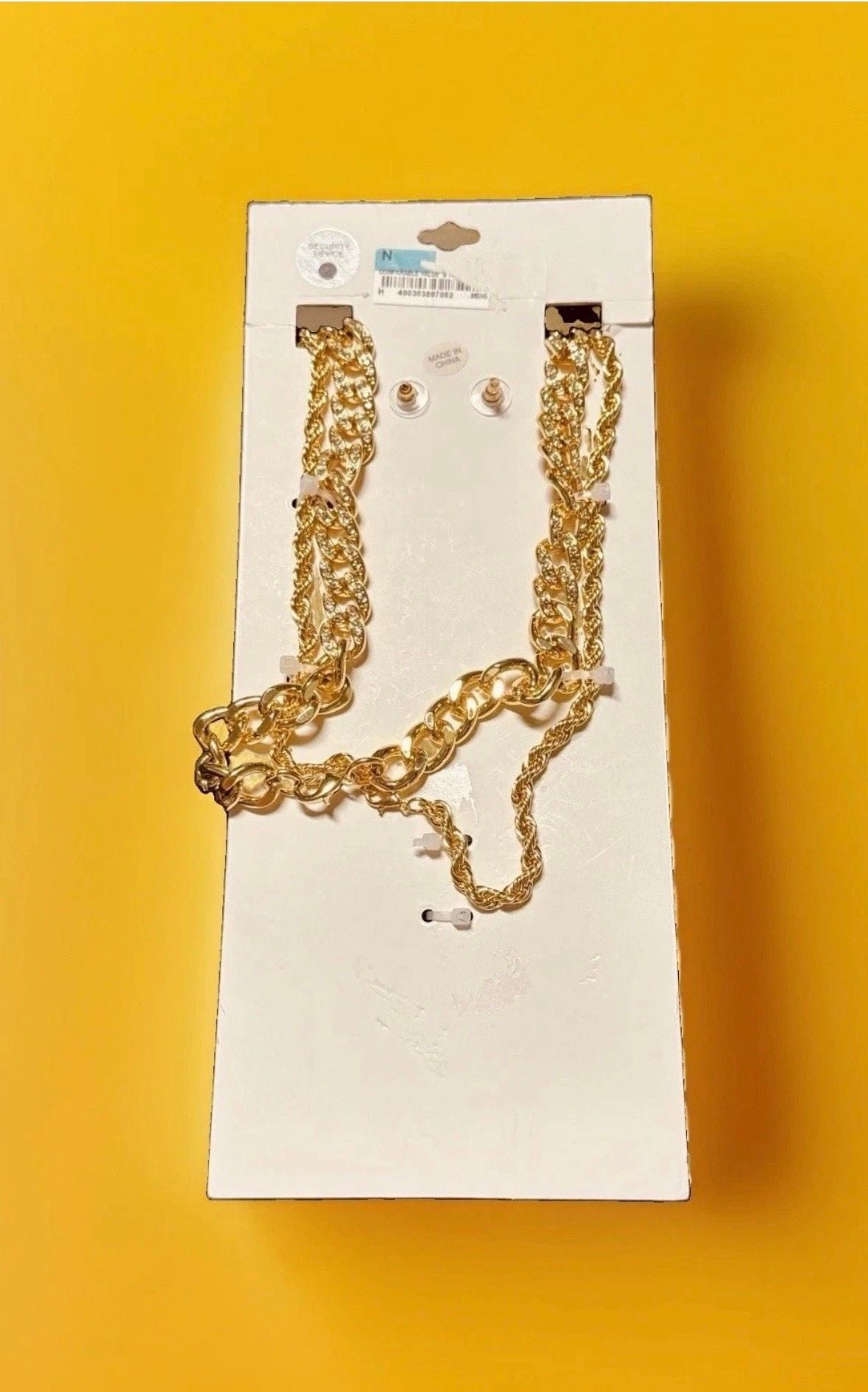 Twelve Men Gold Tone Cross Pendant Necklace and Earring Set 4