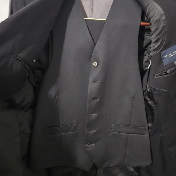 Banana Republic Modern Fit Suit Jacket Vest Set 38S Black 3-piece pants 29x30