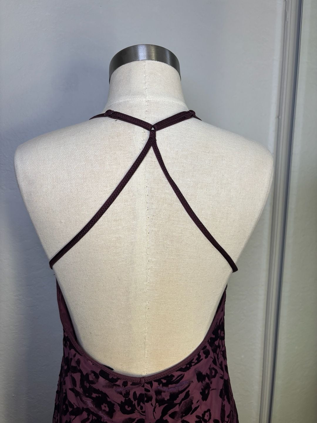 In Bloom by Jonquil Burnout Velvet Chemise Purple Floral Lace Trim 8