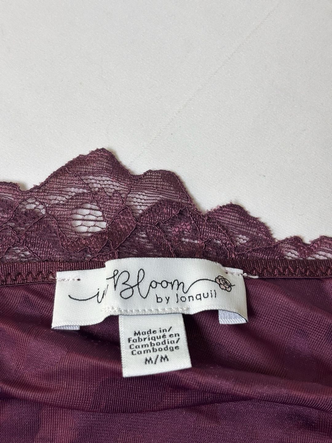 In Bloom by Jonquil Burnout Velvet Chemise Purple Floral Lace Trim 13
