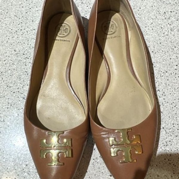 Tory Burch Raleigh Leather Ballet Flats Brown
