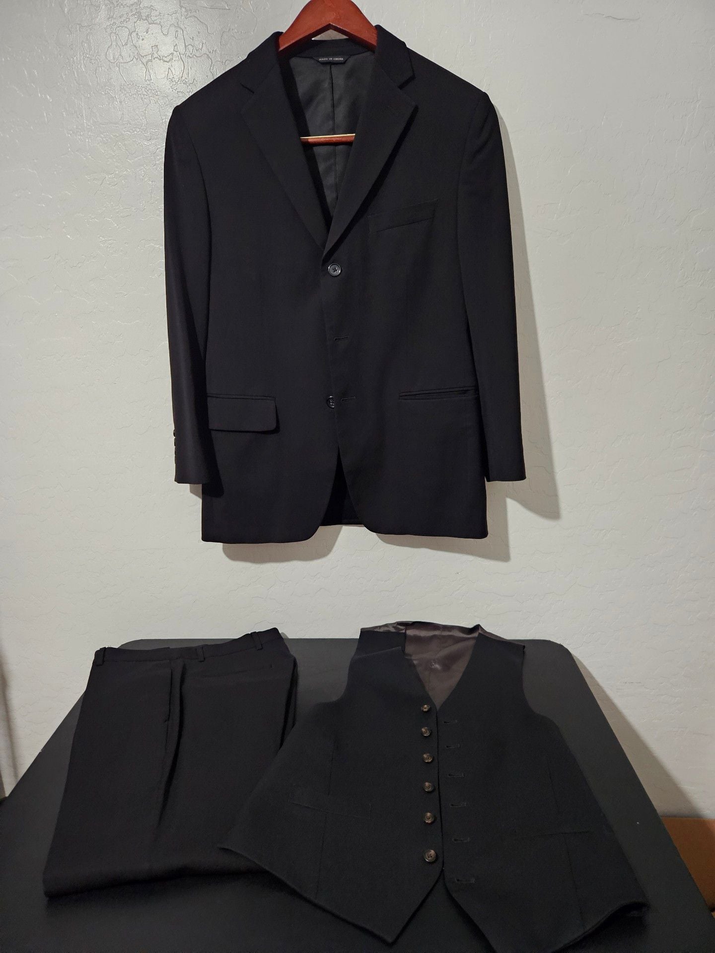 Banana Republic Modern Fit Suit Jacket Vest Set 38S Black 3-piece pants 29x30 7