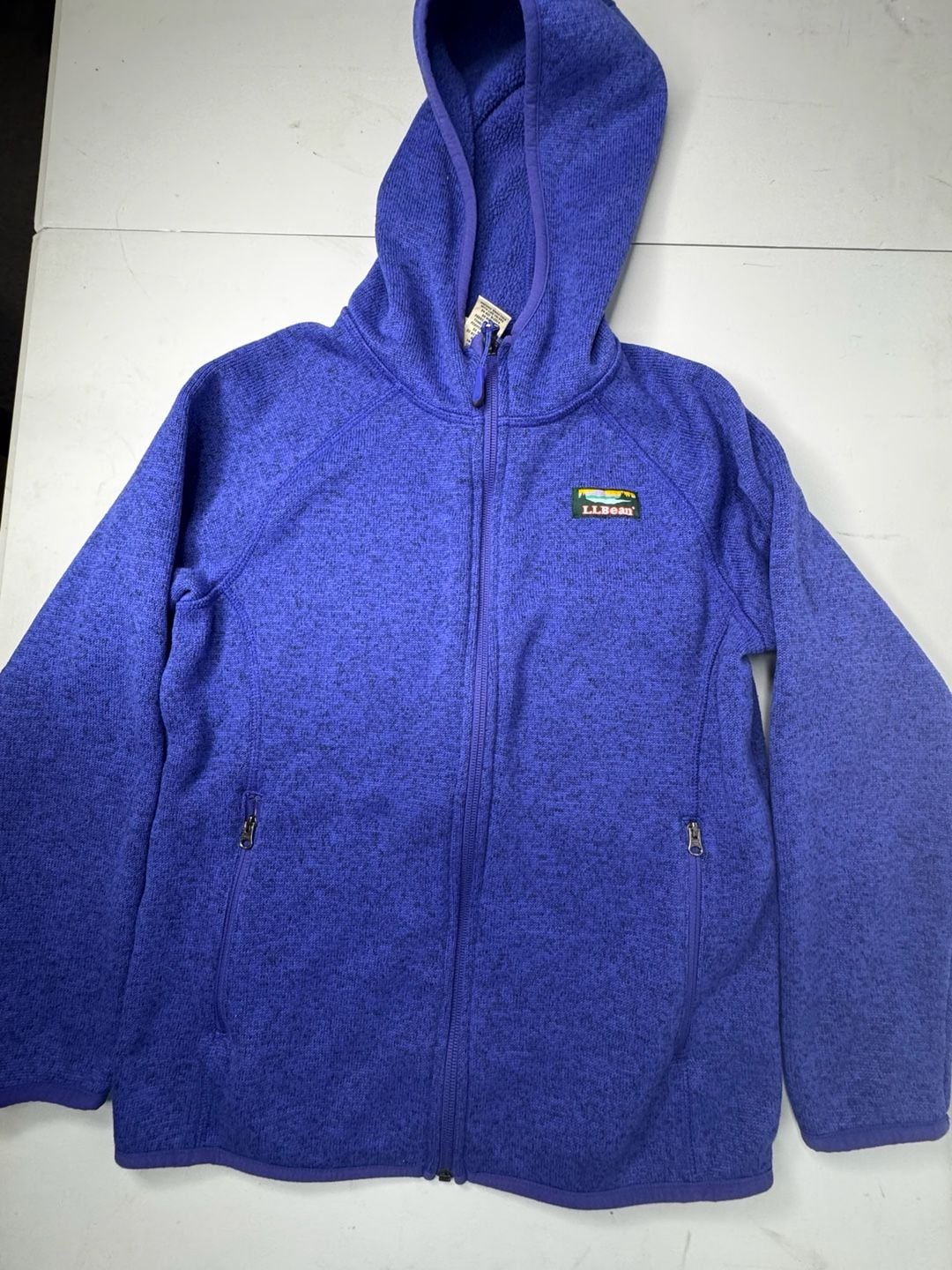 L.L. Bean Kids Sweater Fleece Hooded Jacket Size M 10-12 Purple 2