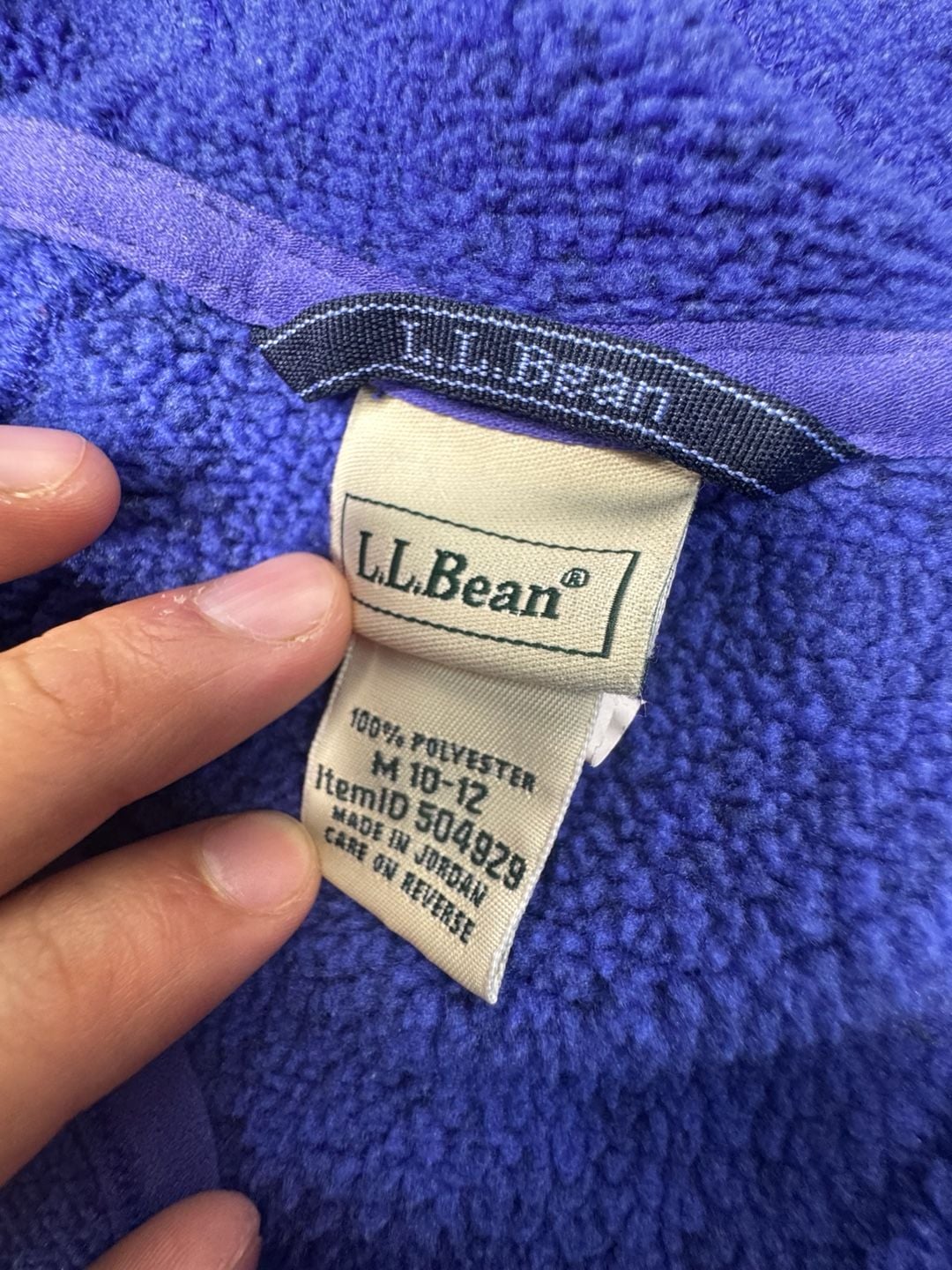 L.L. Bean Kids Sweater Fleece Hooded Jacket Size M 10-12 Purple 6