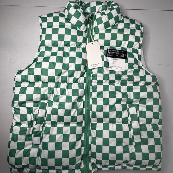 Woodbrook Puffer Vest Green White Checkered