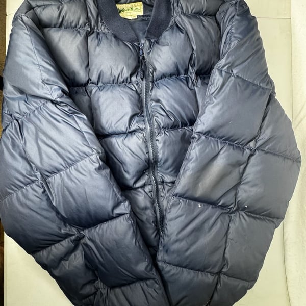 Gander Mountain Puffer Jacket Size XXL Navy Goose Down Quilted Bomber
