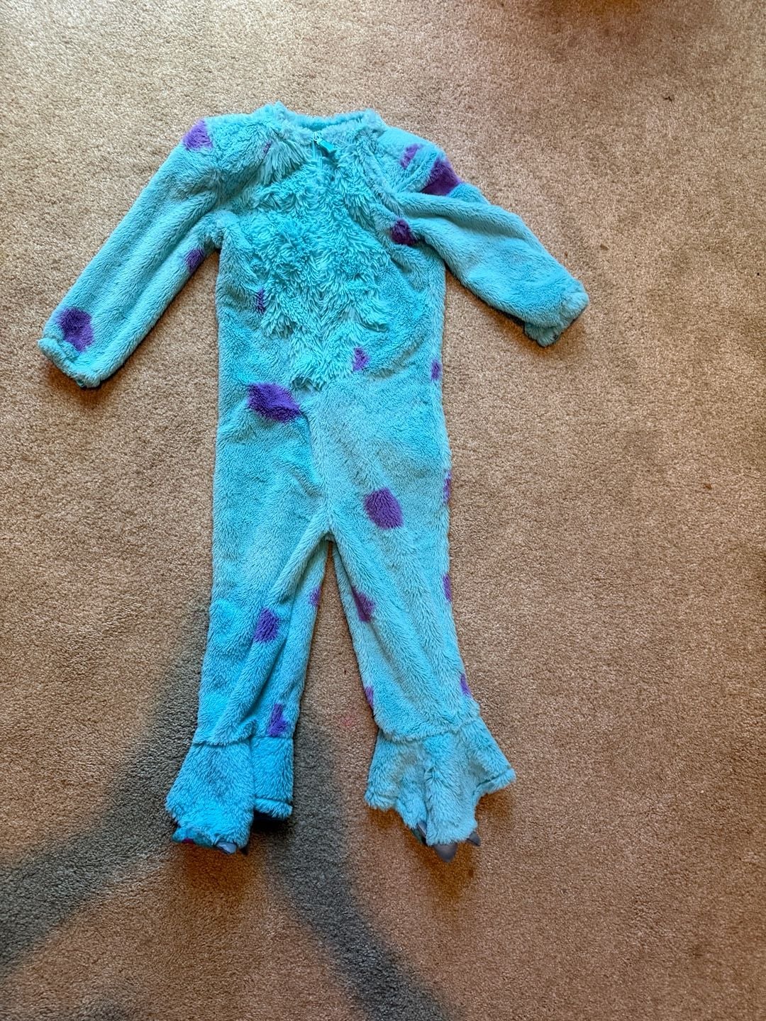 Disney Monsters, Inc. Sulley Costume Size 3-4T Jumpsuit Faux Fur 2