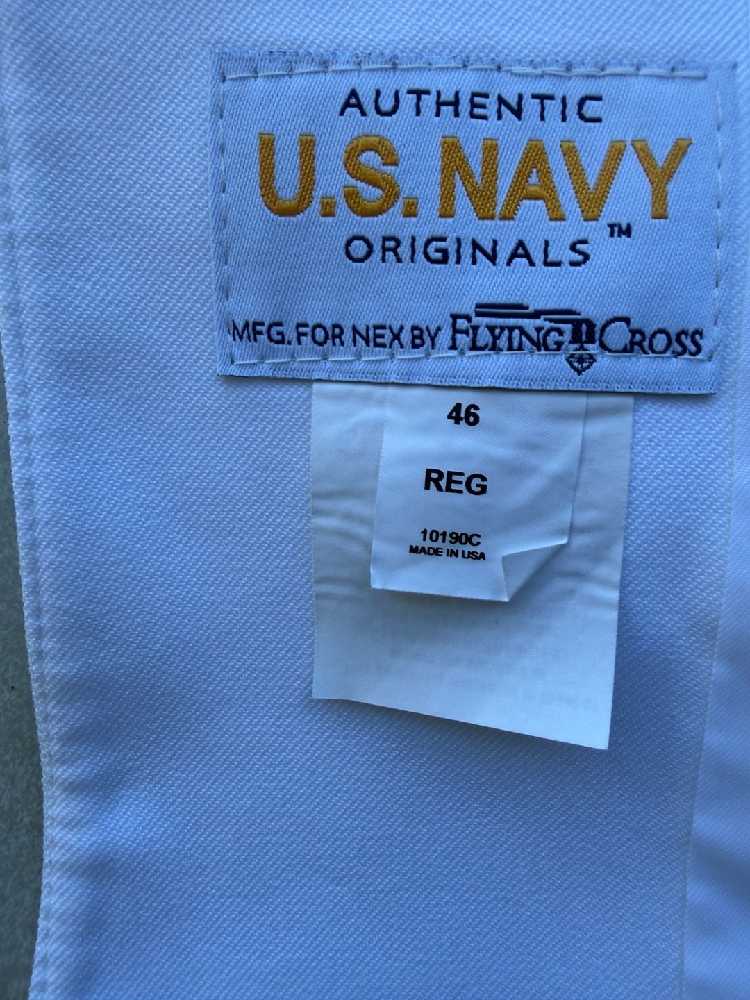 US Navy Uniform Size 46R White Dress Shirt Pants Flying Cross NEX 2