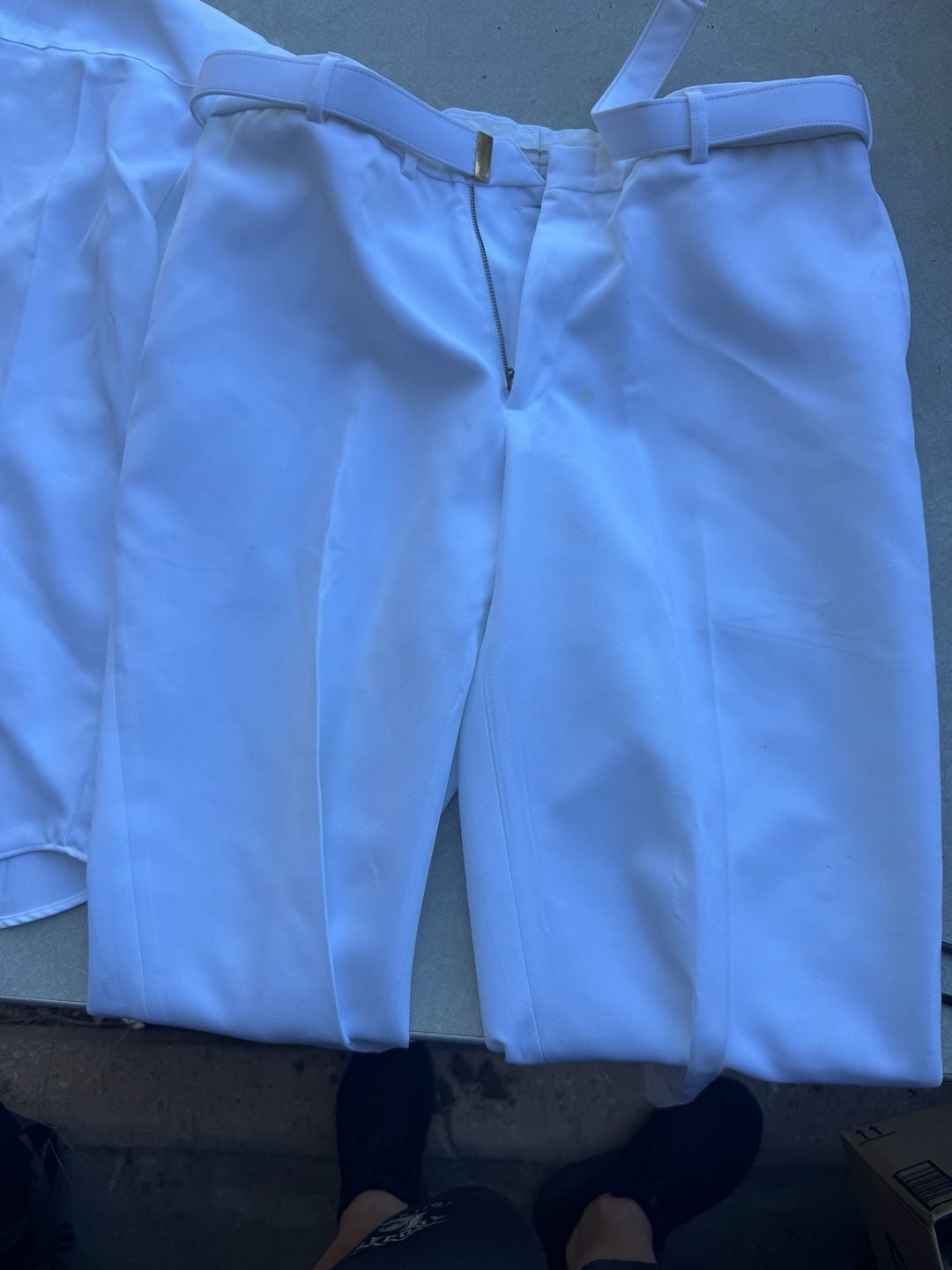 US Navy Uniform Size 46R White Dress Shirt Pants Flying Cross NEX 9