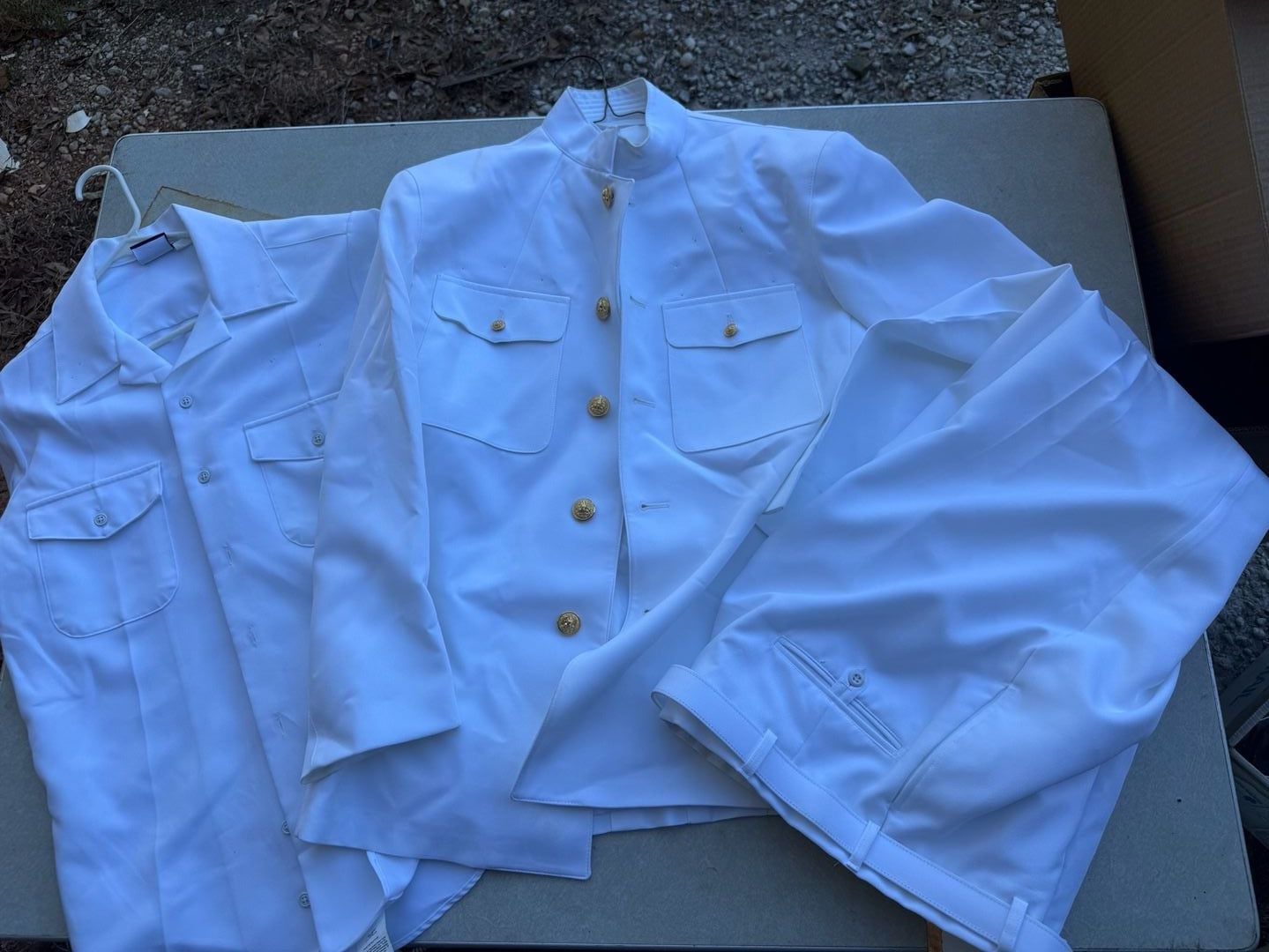 US Navy Uniform Size 46R White Dress Shirt Pants Flying Cross NEX 1