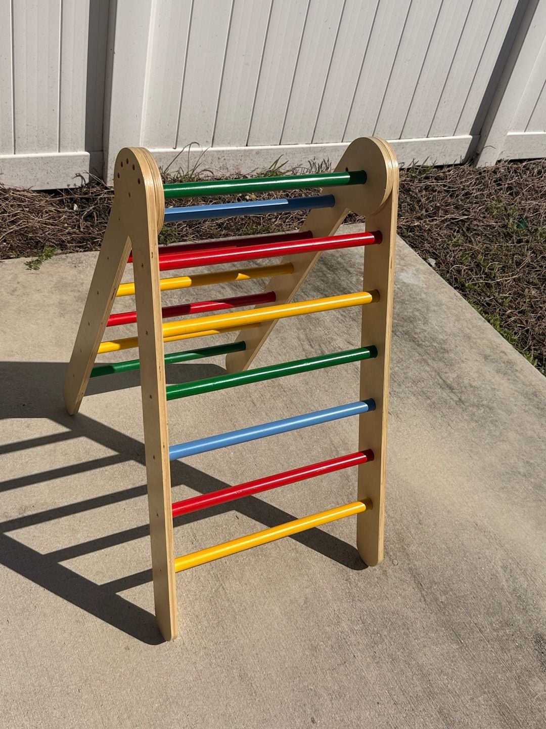 Wooden Pikler Triangle Arch and Ramp Set Rainbow Climber 4